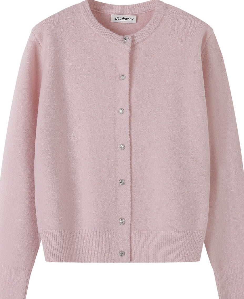 Pink Basic Knit Cardigan