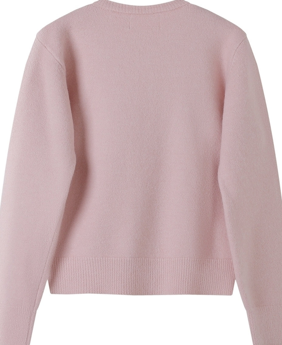 Pink Basic Knit Cardigan