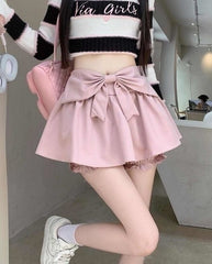 Pink Bow Flowy Mini Skirt