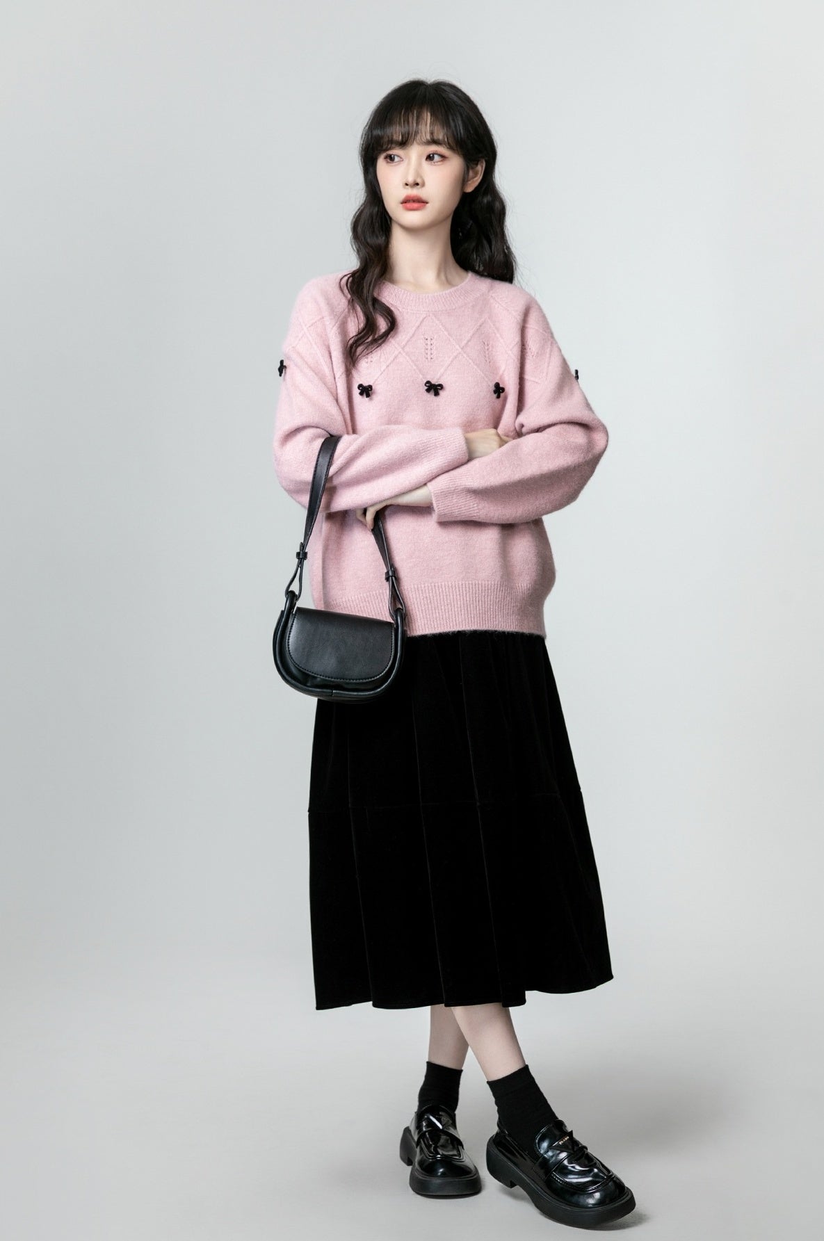 Pink Bow Loose Knit Sweater