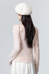 Pink Bow Tie Irregular Long Sleeve Top
