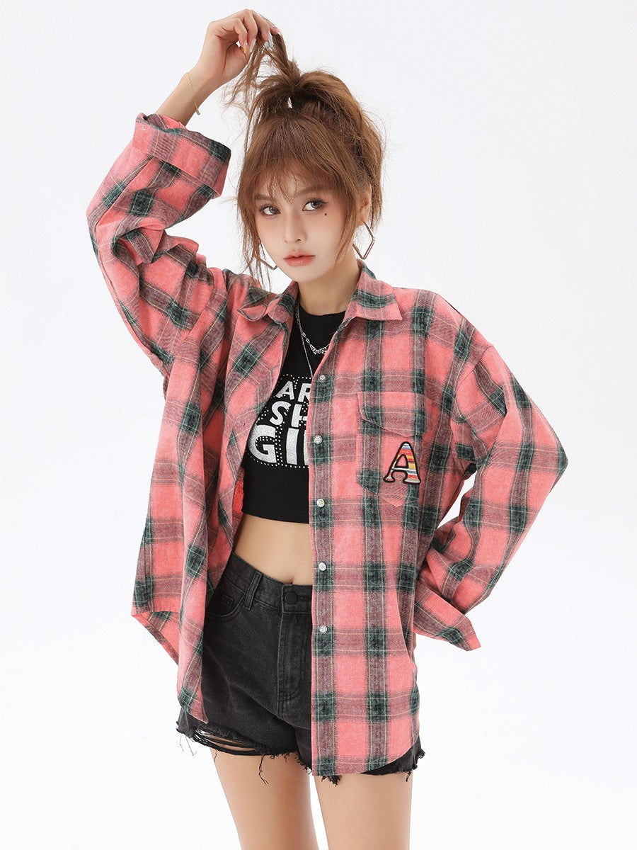 Pink Button Up Plaid Shirt