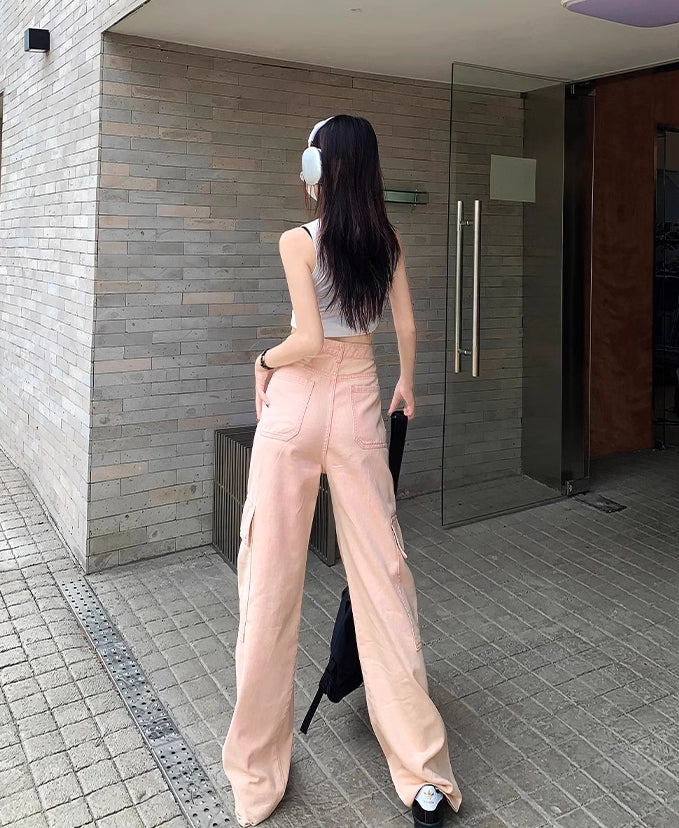 Pink Cargo Style Jeans