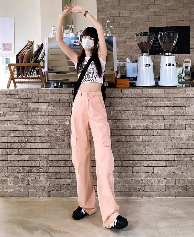 Pink Cargo Style Jeans