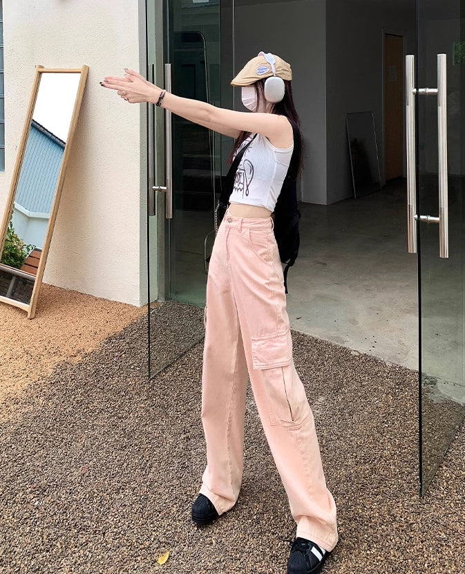 Pink Cargo Style Jeans