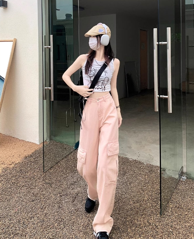 Pink Cargo Style Jeans