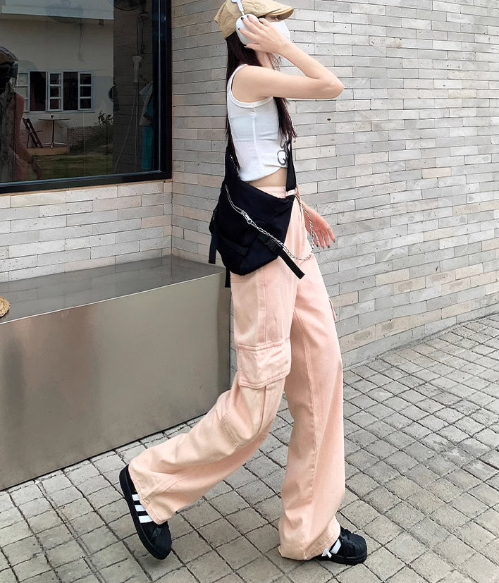 Pink Cargo Style Jeans