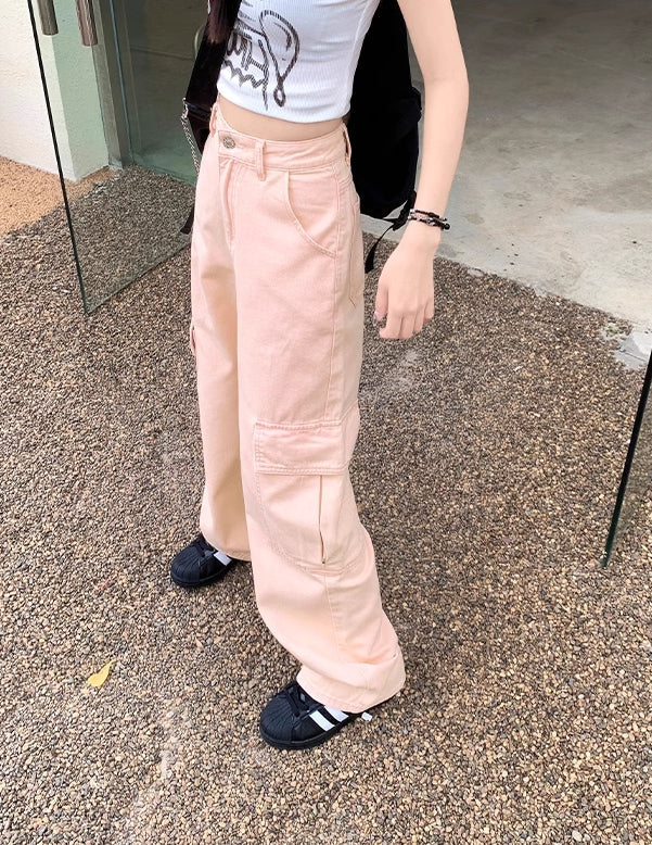 Pink Cargo Style Jeans