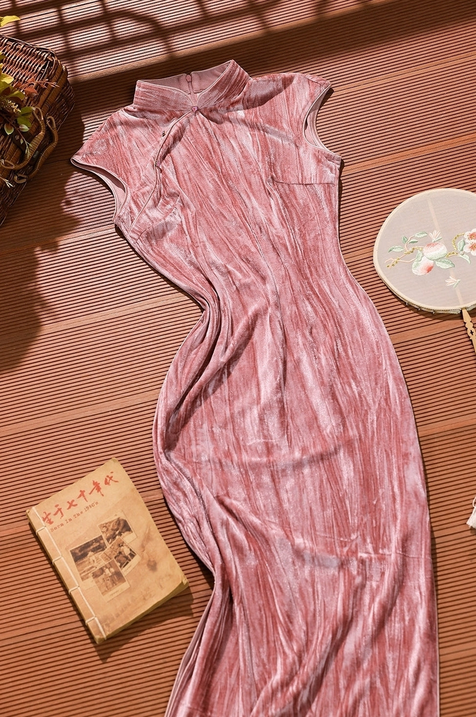 Pink Chinese Style Velvet Dress