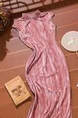 Pink Chinese Style Velvet Dress