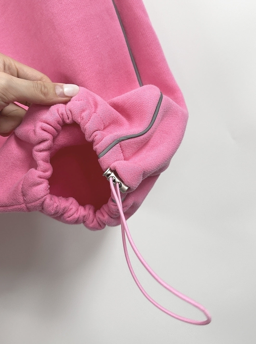 Pink Cropped Hooded Jacket And Sweatpants Set