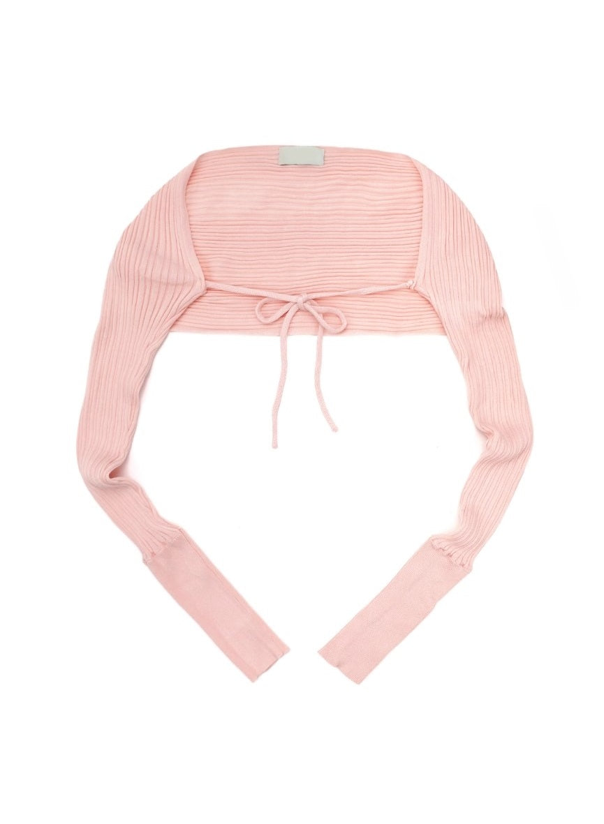 Pink Cropped Open Cardigan