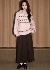 Pink Fair Isle Half Zip Pullover Sweater