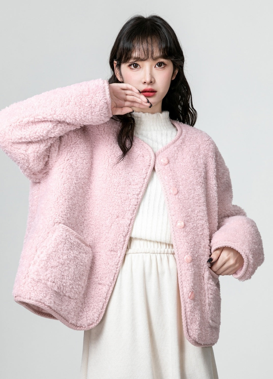 Pink Fleece Lined Winter Coat