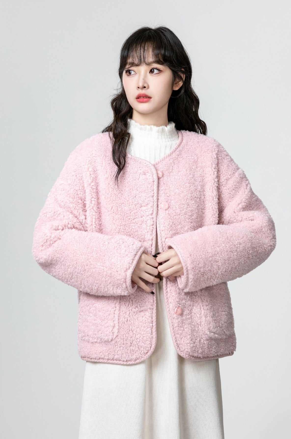 Pink Fleece Lined Winter Coat