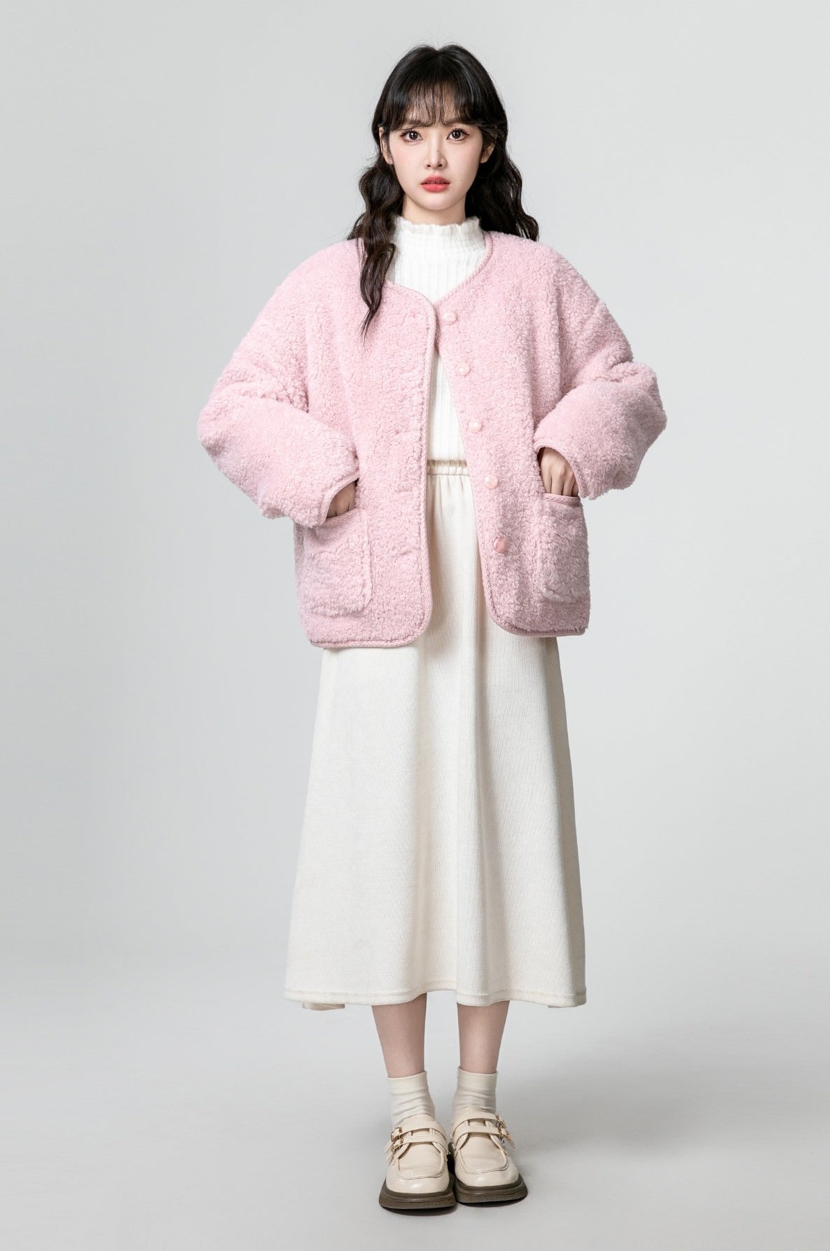 Pink Fleece Lined Winter Coat
