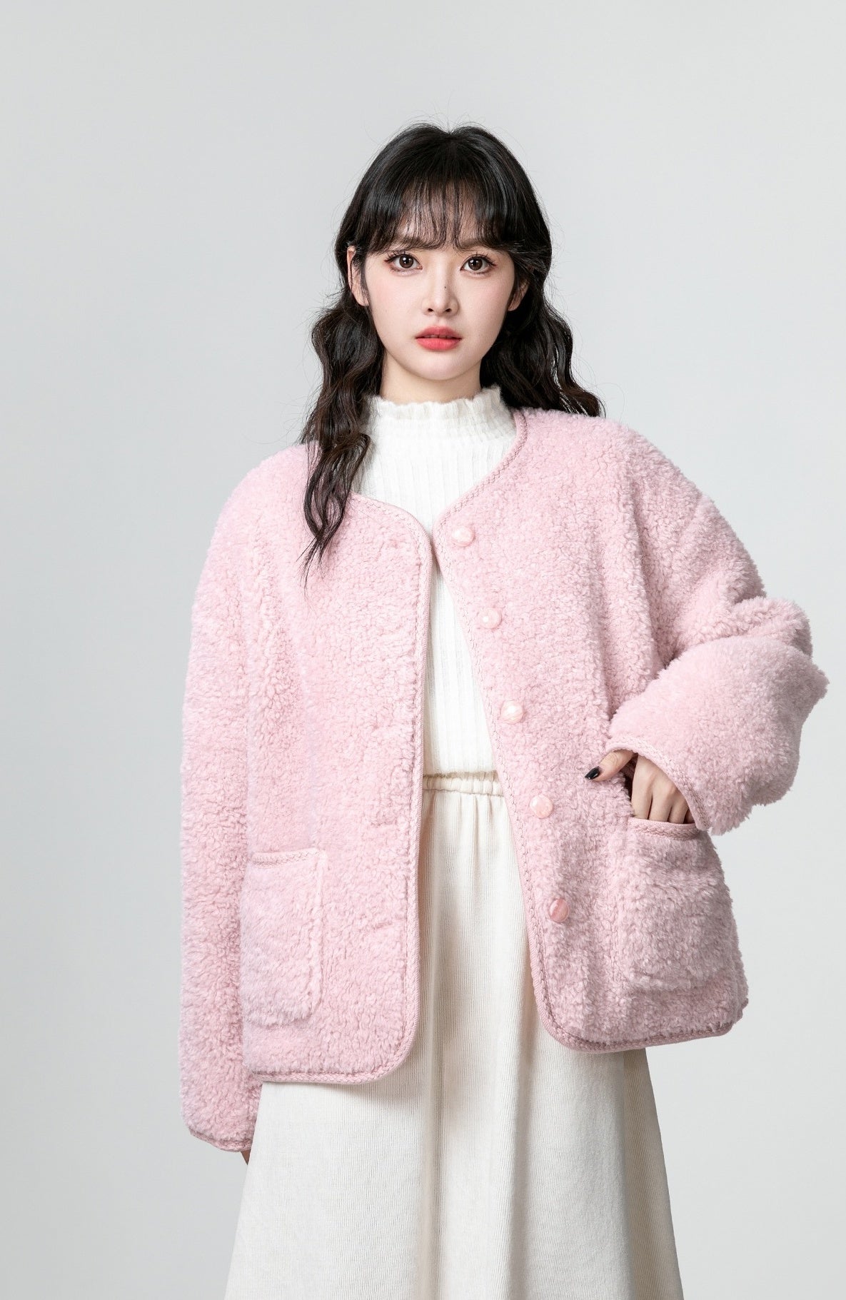 Pink Fleece Lined Winter Coat