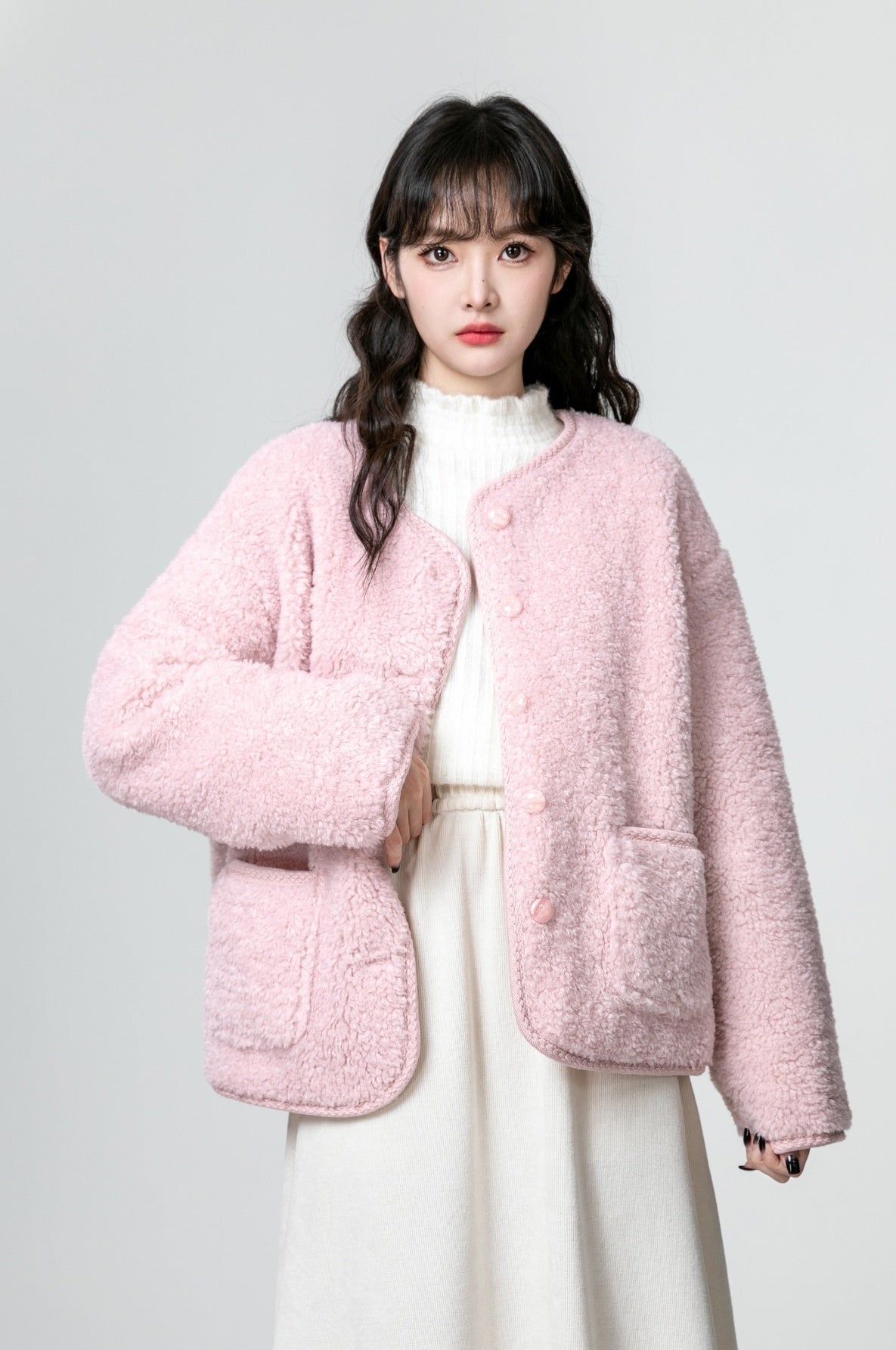 Pink Fleece Lined Winter Coat