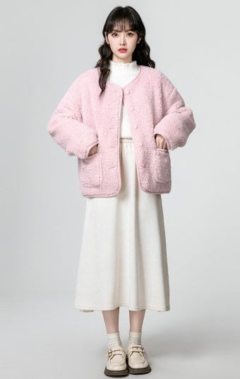 Pink Fleece Lined Winter Coat