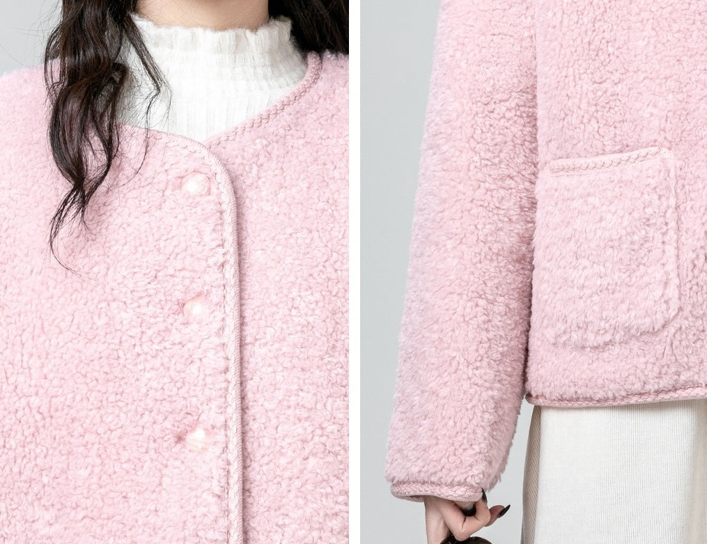 Pink Fleece Lined Winter Coat