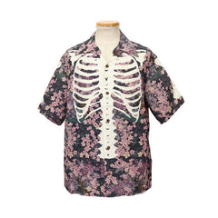 Pink Floral Skeleton Print Shirt