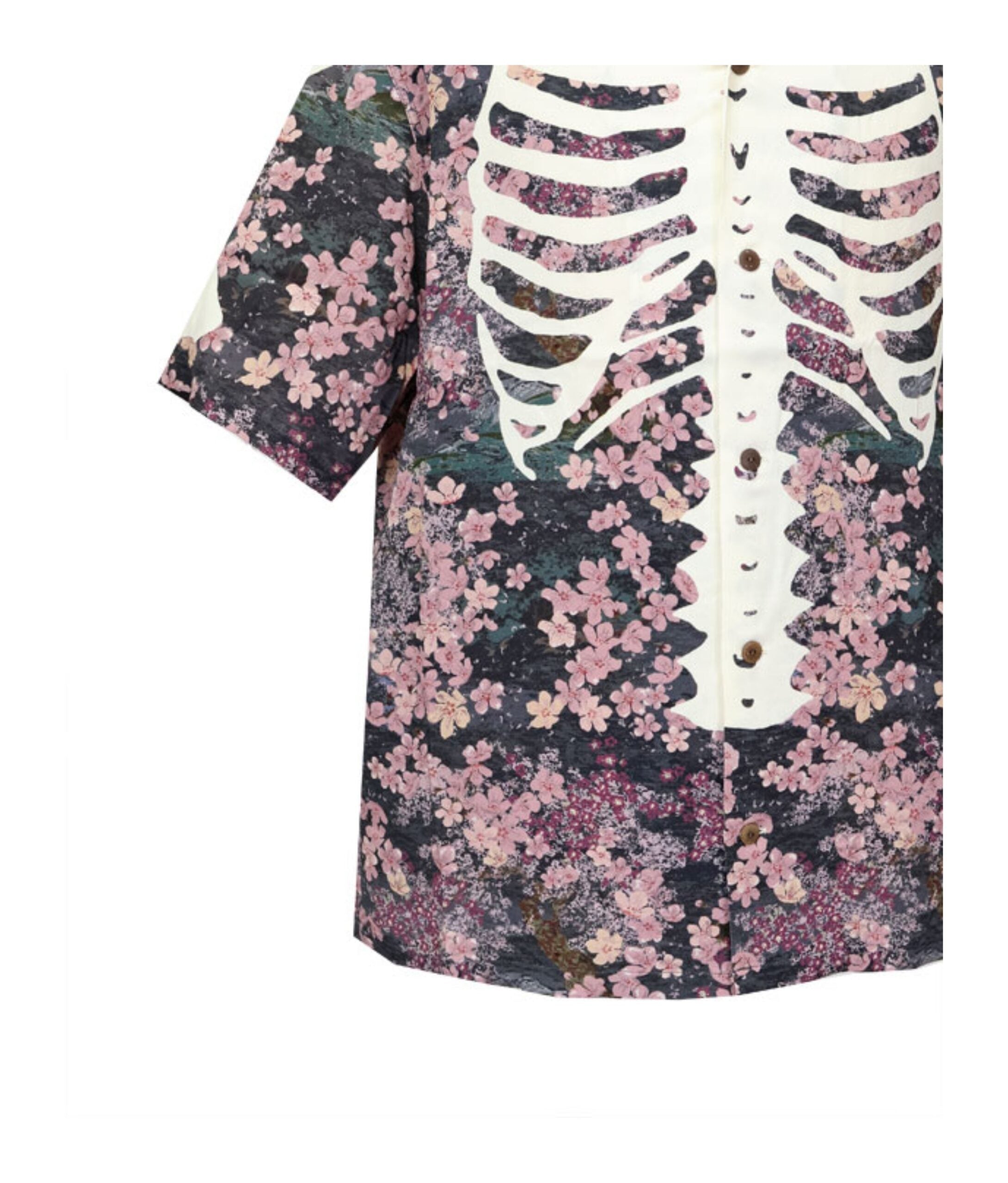 Pink Floral Skeleton Print Shirt