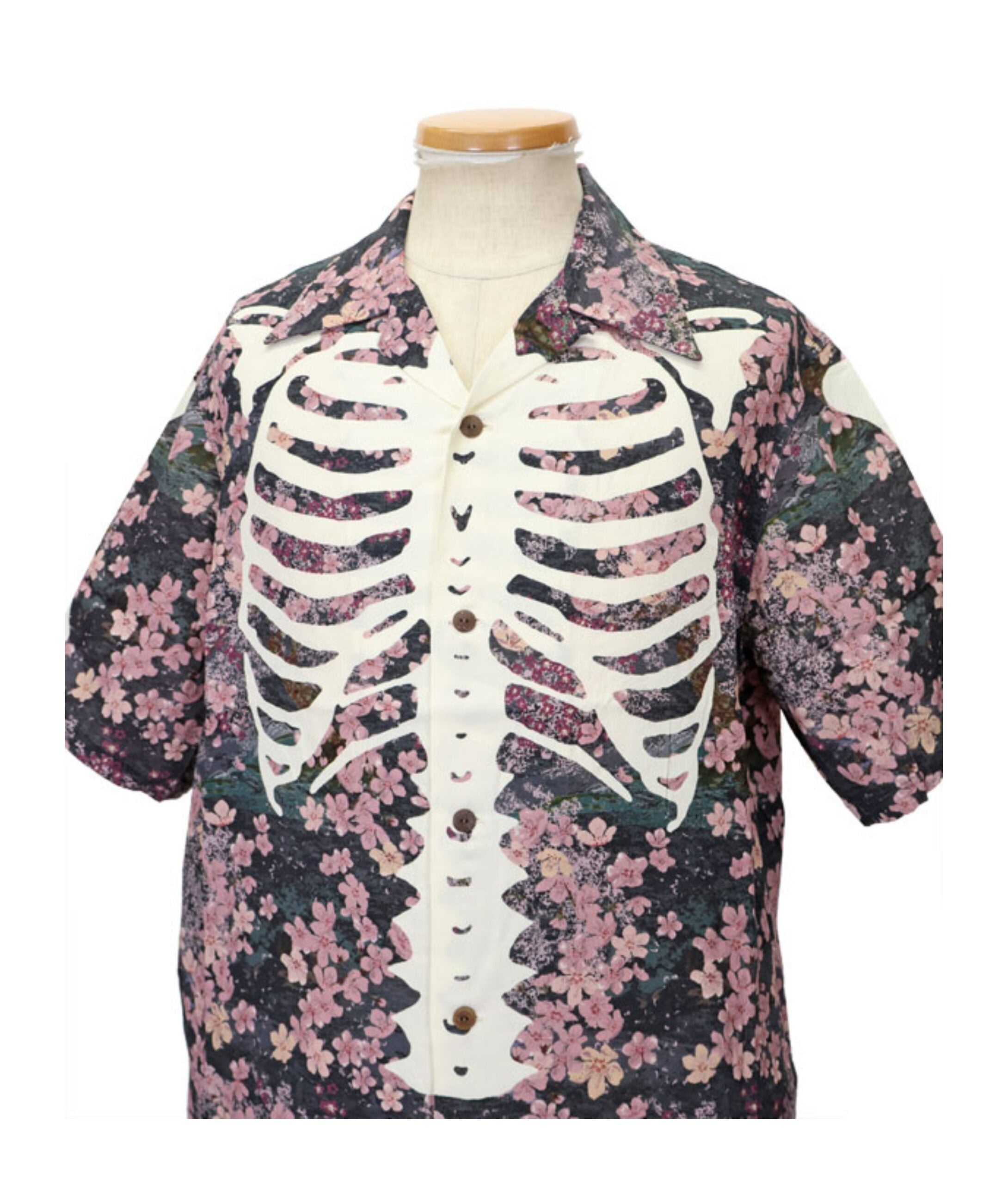 Pink Floral Skeleton Print Shirt