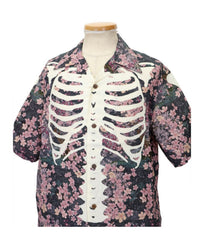 Pink Floral Skeleton Print Shirt