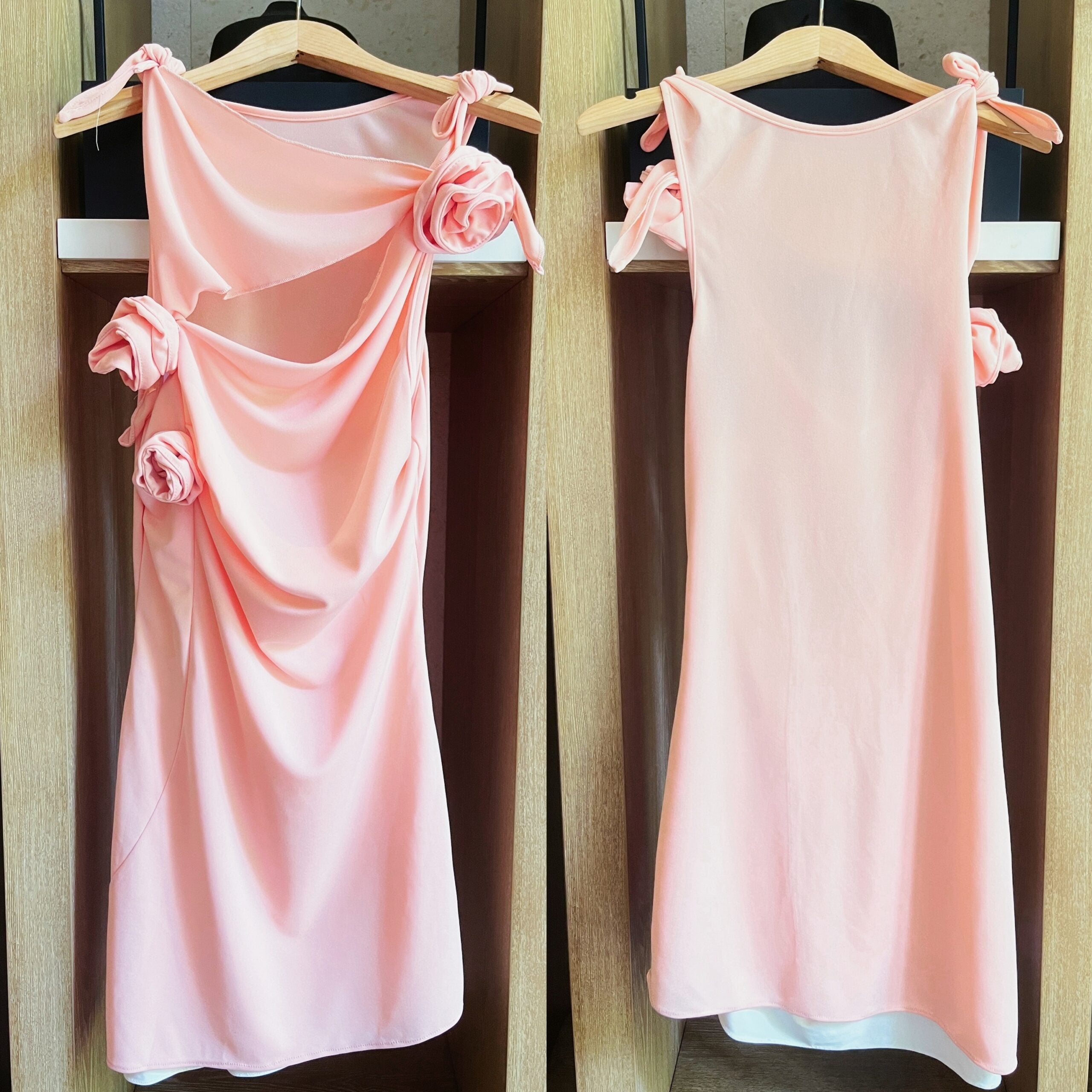 Pink Flower Accent Cut-Out Dress