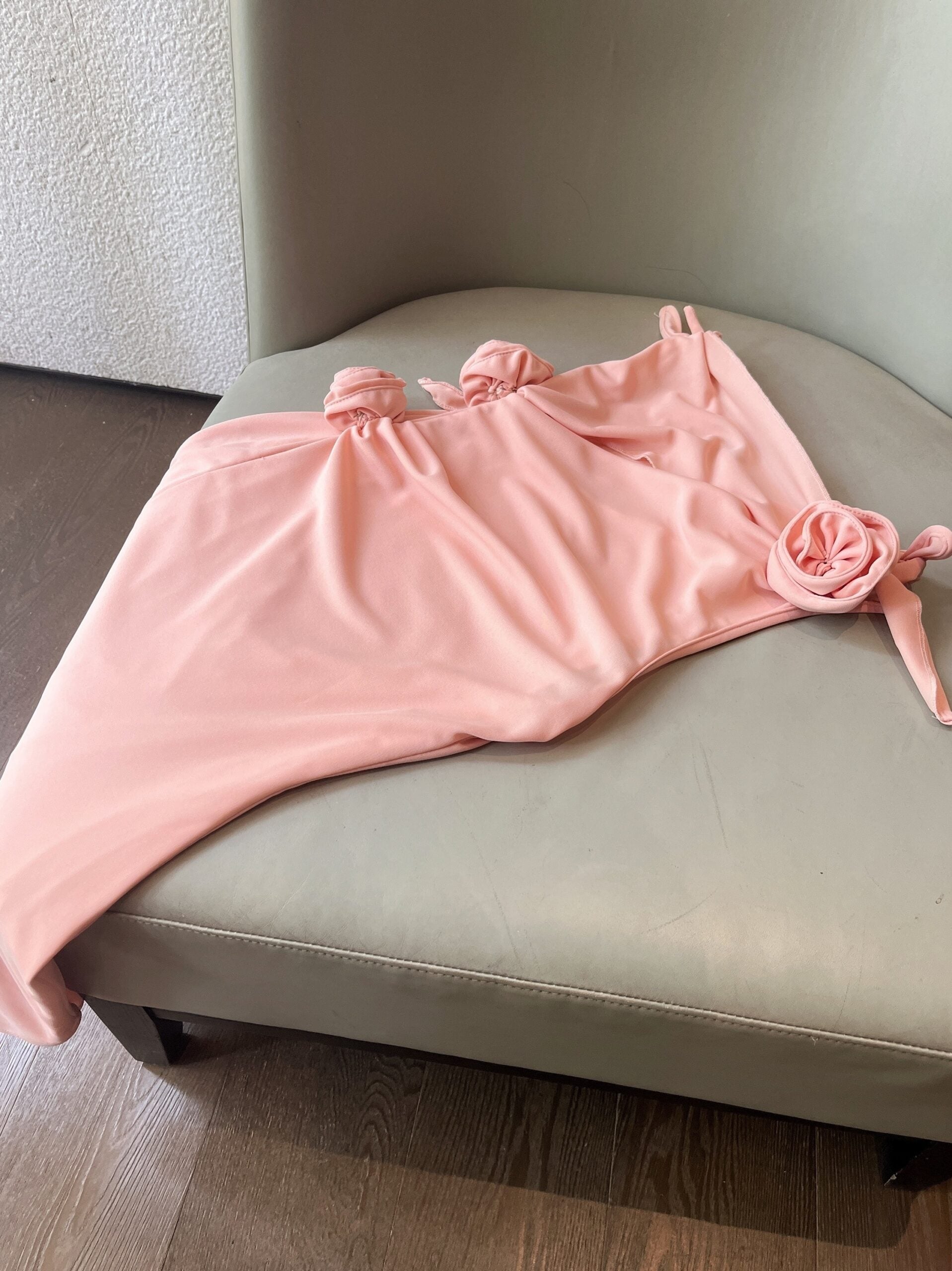 Pink Flower Accent Cut-Out Dress
