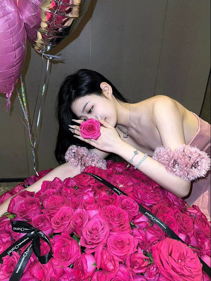 Pink Flower Sleeves Off-Shoulders Fairy Dress