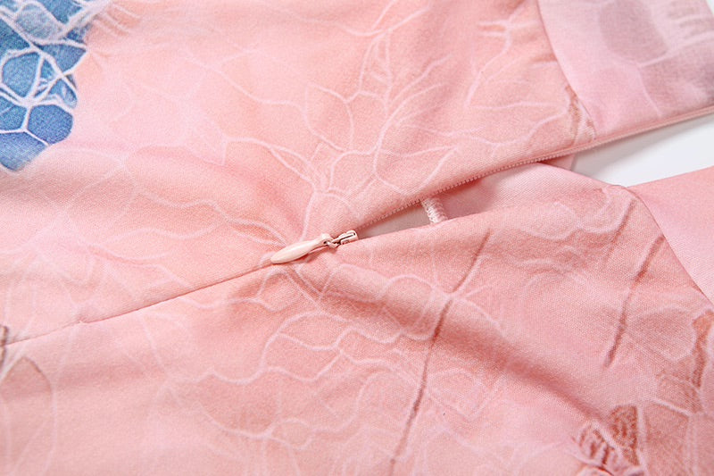 Pink Fur Cuffs Bodycon Long Sleeves Dress
