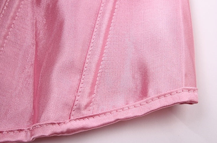 Pink Glossy Corset Tube Top