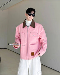 Pink Jacket With Brown Collar