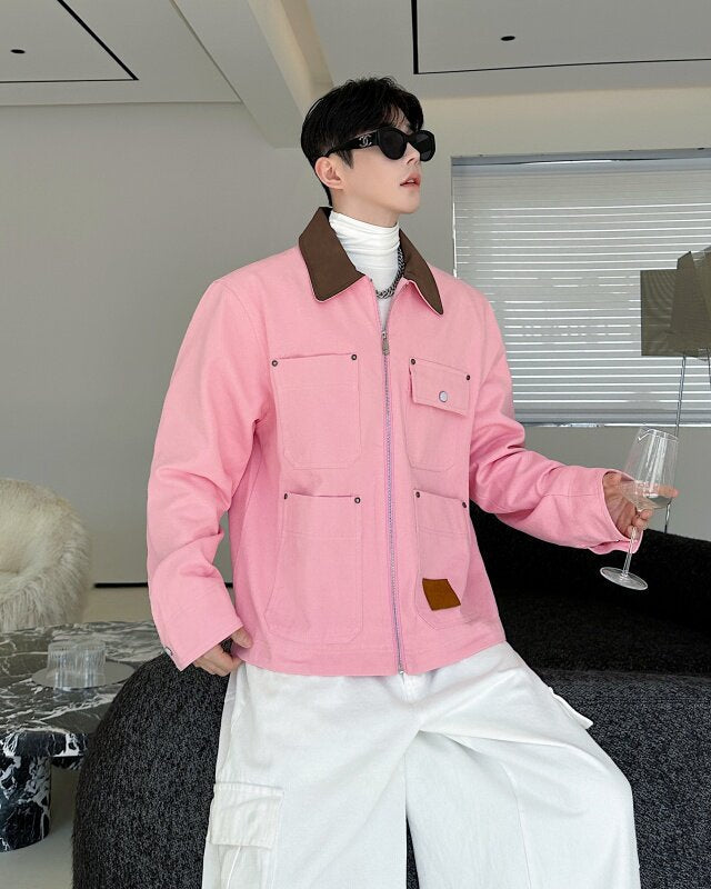 Pink Jacket With Brown Collar