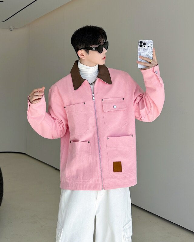 Pink Jacket With Brown Collar