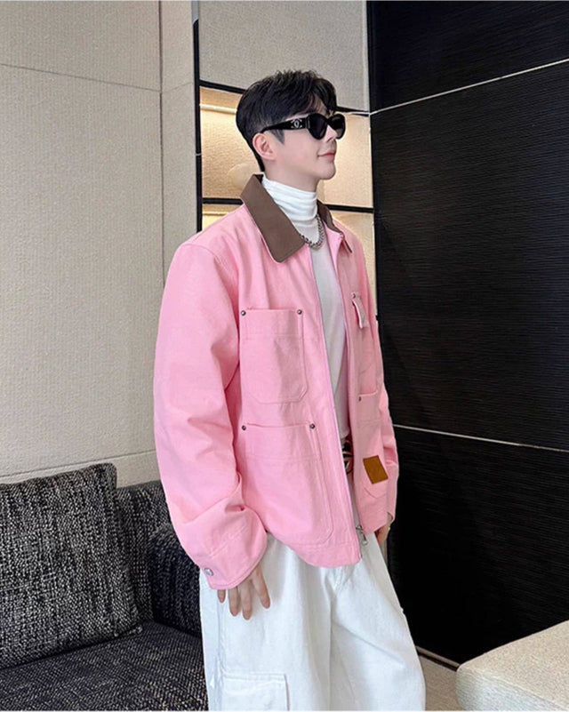 Pink Jacket With Brown Collar