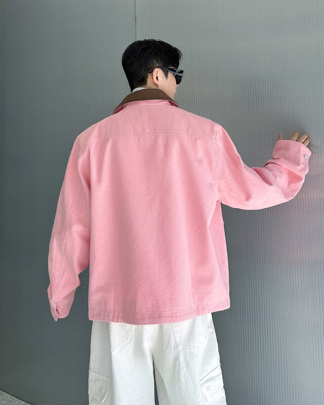 Pink Jacket With Brown Collar