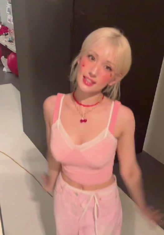 Pink Lace Bustier Sling Crop Top