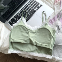 Pink Lace Bustier Sling Crop Top
