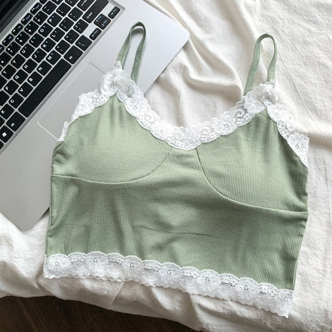 Pink Lace Bustier Sling Crop Top