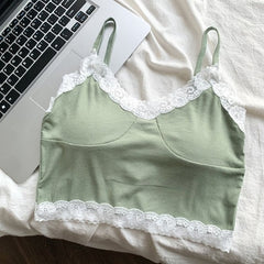 Pink Lace Bustier Sling Crop Top