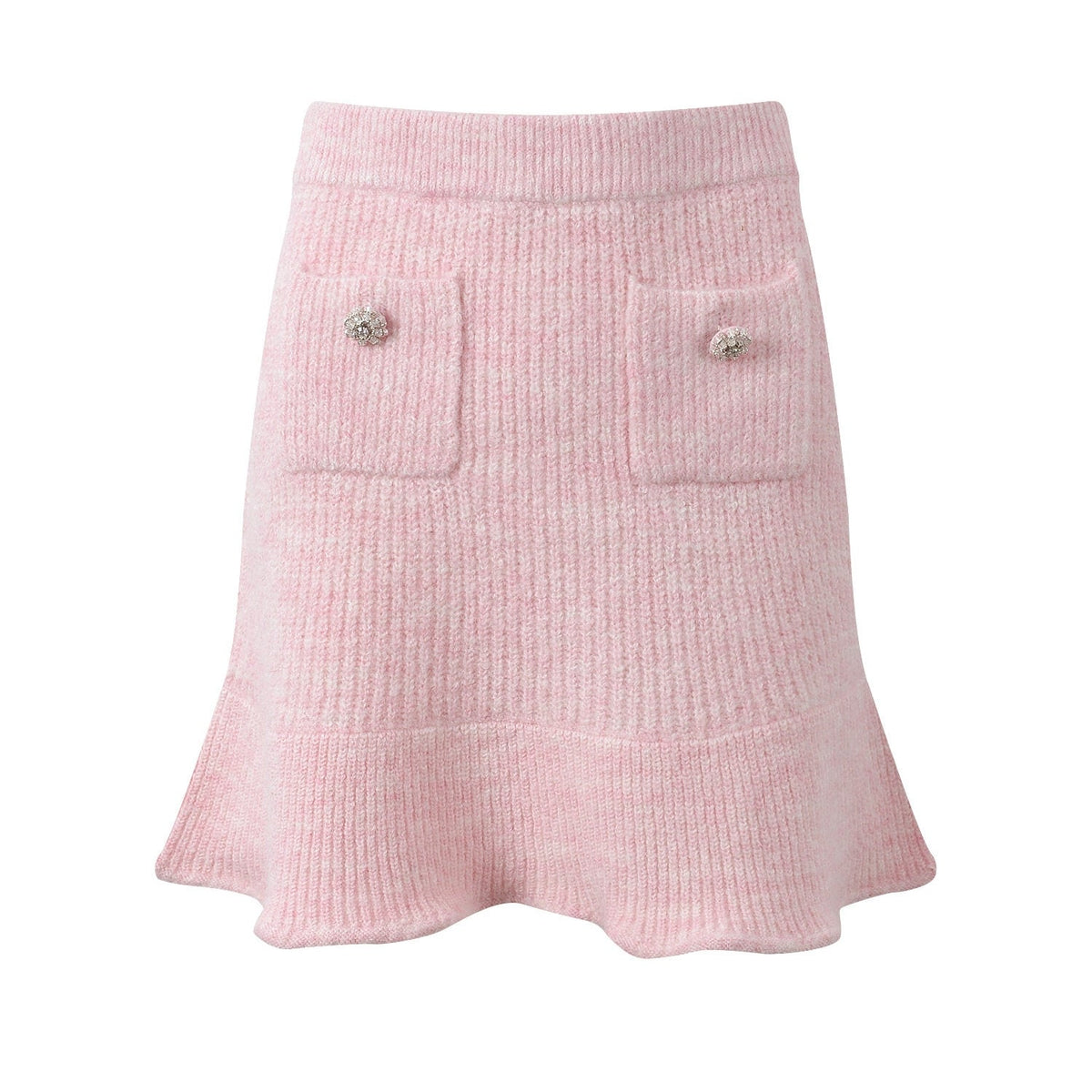Pink Scallop Edge Knitted Skirt