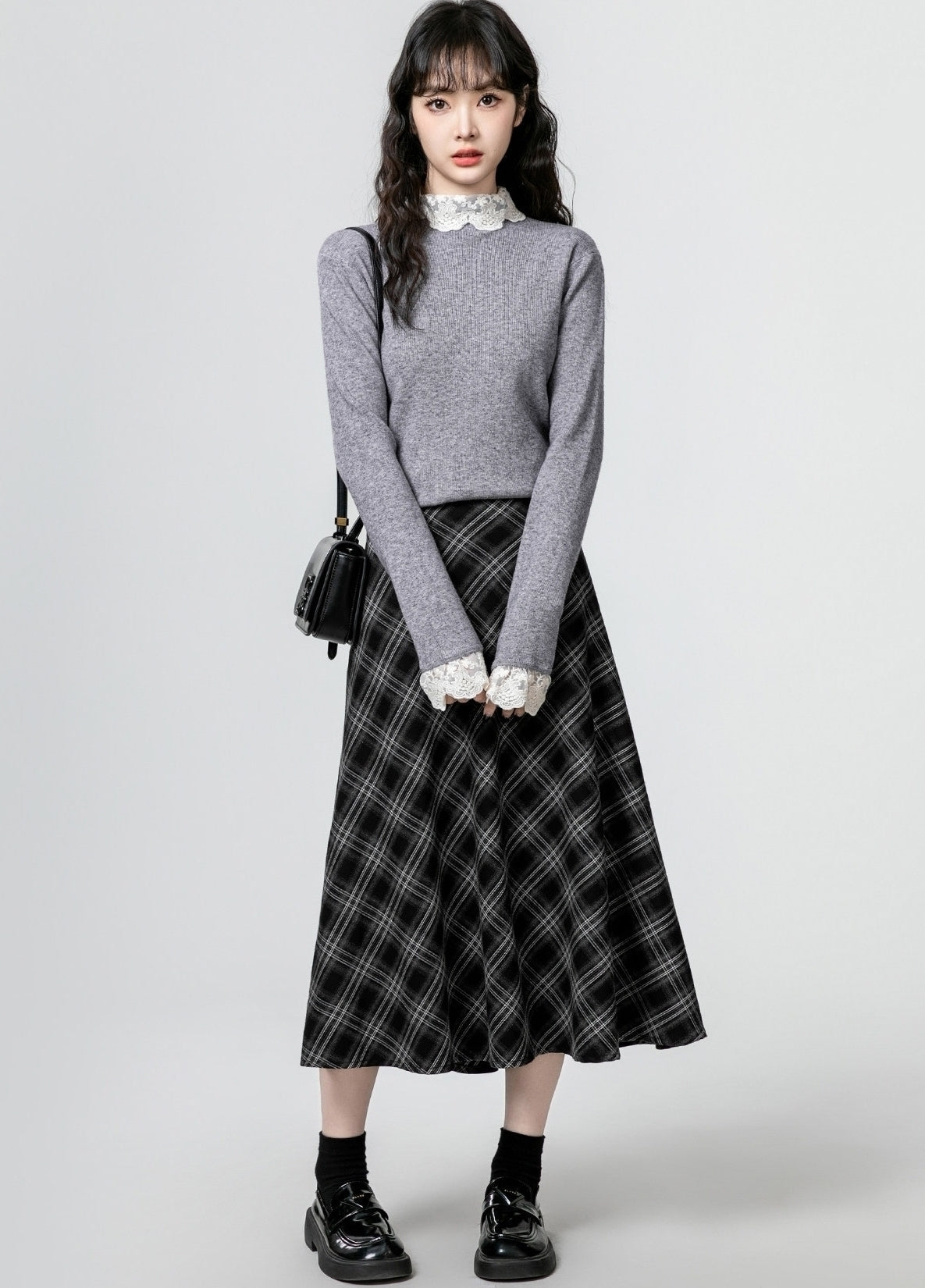 Pink Lace Trim Knit Turtleneck Sweater Top