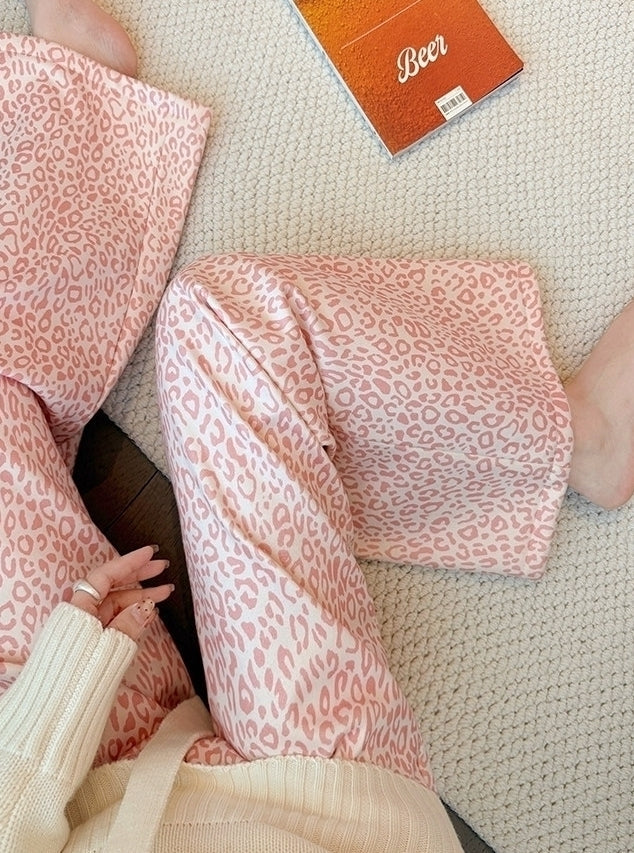 Pink Leopard Pattern Gym Pants