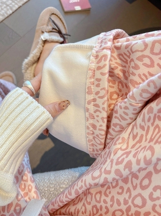 Pink Leopard Pattern Gym Pants