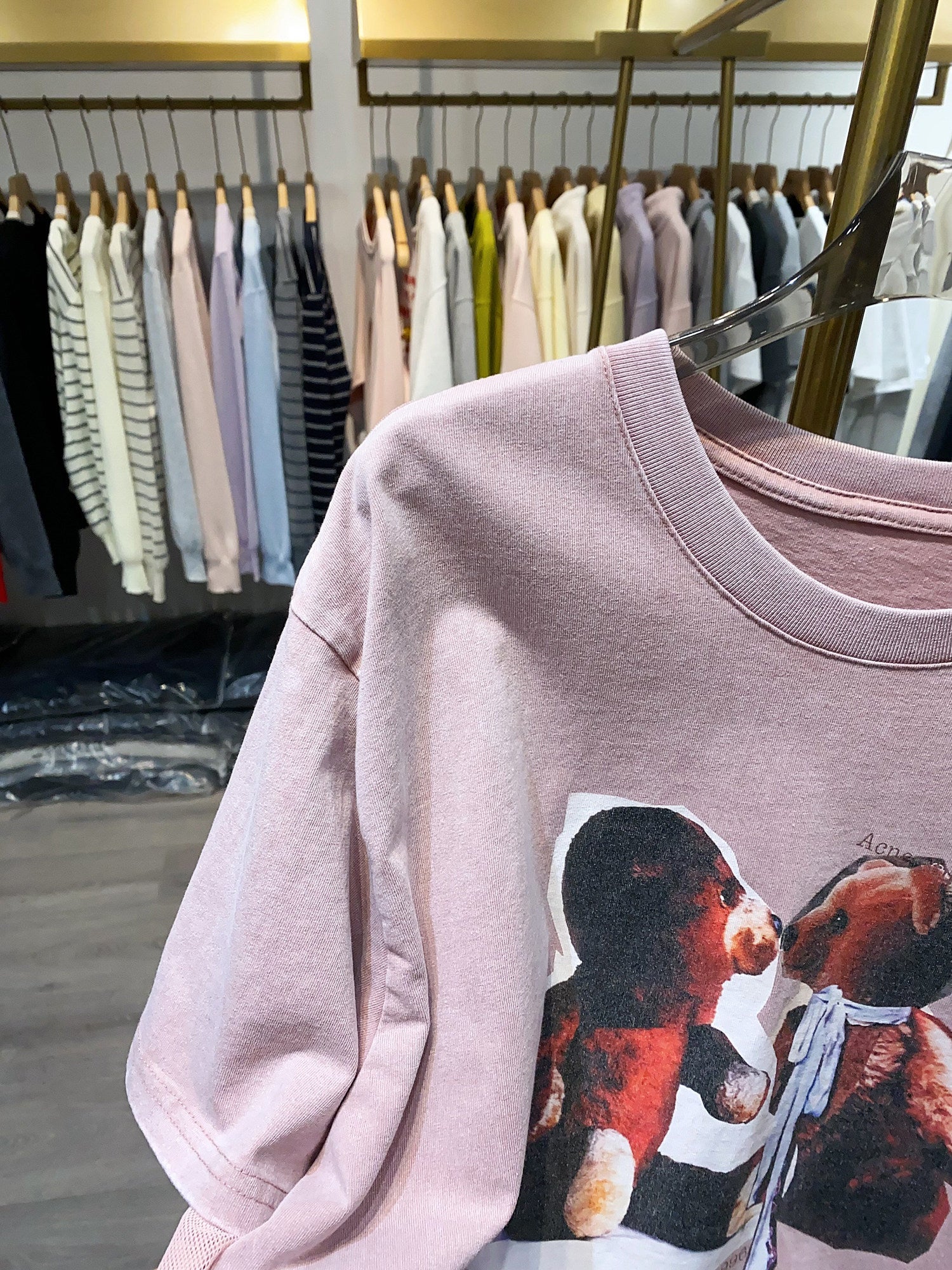Pink Oversize Bear Print T-Shirt