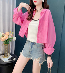 Pink Oversized Cropped Shirt