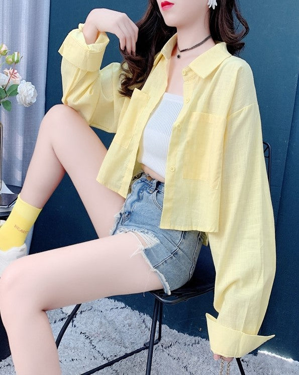 Pink Oversized Cropped Shirt