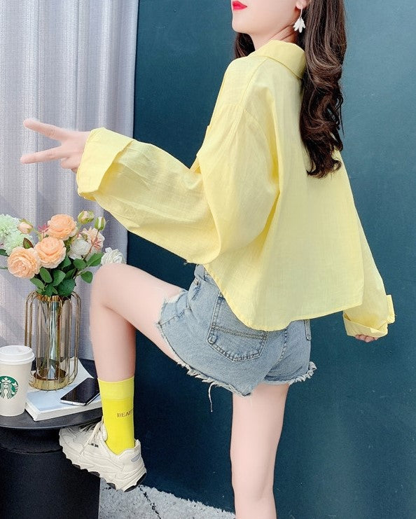 Pink Oversized Cropped Shirt